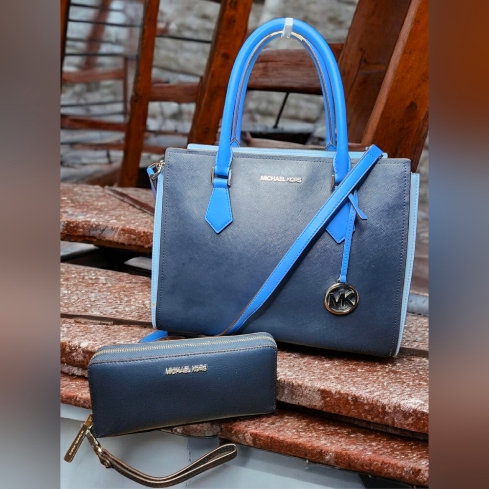Michael Kors Hope Large Saffiano Leather Satchel With Matching Wallet Set